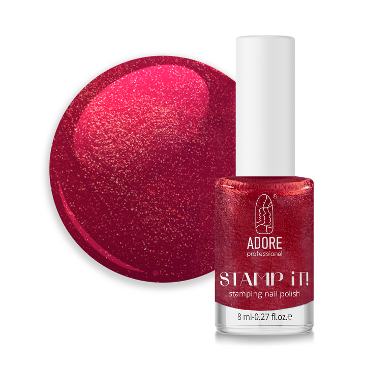 ADORE. Stamping nail polish, №11, Cherry, 8 ml. Лак для стемпінгу, перламутровий вишневий #1