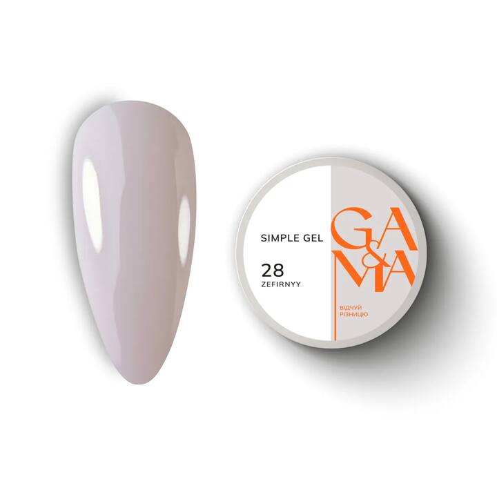GA&MA. Simple builder gel #28 Zephyr, 15 ml, Builder-Gel ohne Feilen, zephirfarben #1