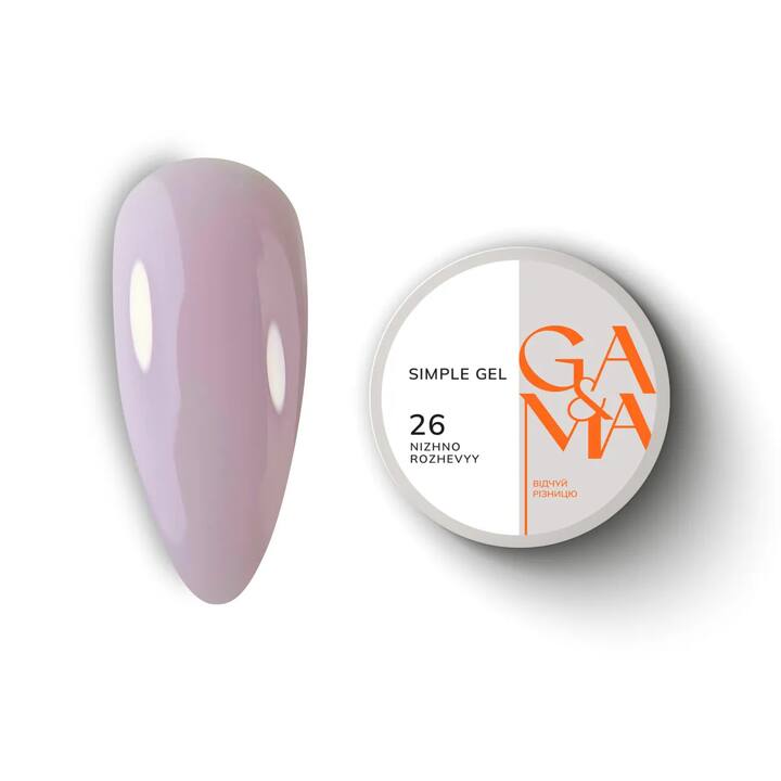 GA&MA. Simple builder gel #26 Pale Pink, 15 ml, gel senza limatura, rosa pallido #1