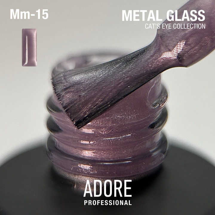 ADORE. Cat's Eye Gel Polish, #Mm-15, Zirconuim, 8 ml. Glasmagnet-Gel-Nagellack "Katzenauge", rosa-fliederfarben #2