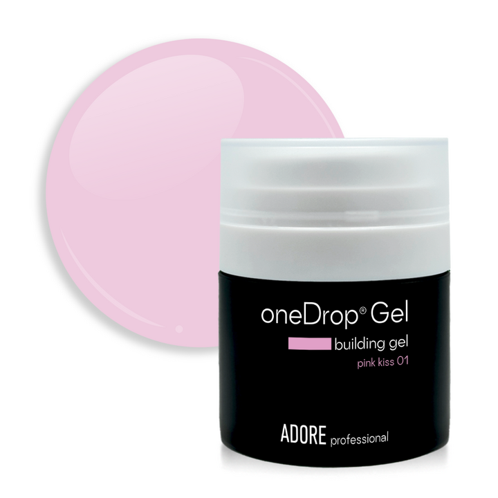 ADORE. One Drop Gel, 30 g, #01, Pink kiss. Gel de extensión, rosa frío suave #1