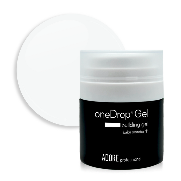 ADORE. One Drop Gel, 30 g, #11, Baby powder. Builder gel, branco leitoso #1