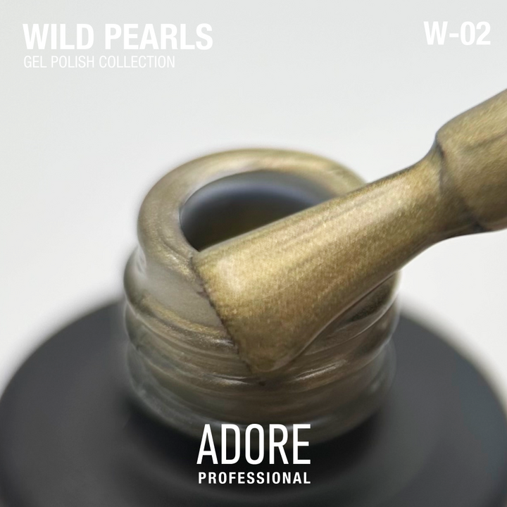ADORE. Wild Pearls Gel Polish, #W-02, Olive pearl, 8 ml. Perlmutt-Gel Polish, Olivsatin #2