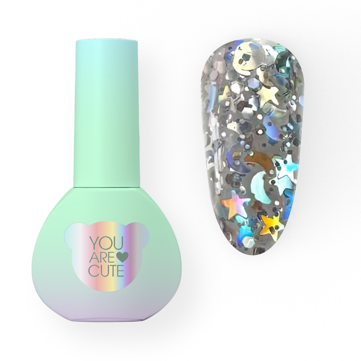 You Are Cute. Star Glow Top Coat, 5 ml, top coat con stelle e lune #1