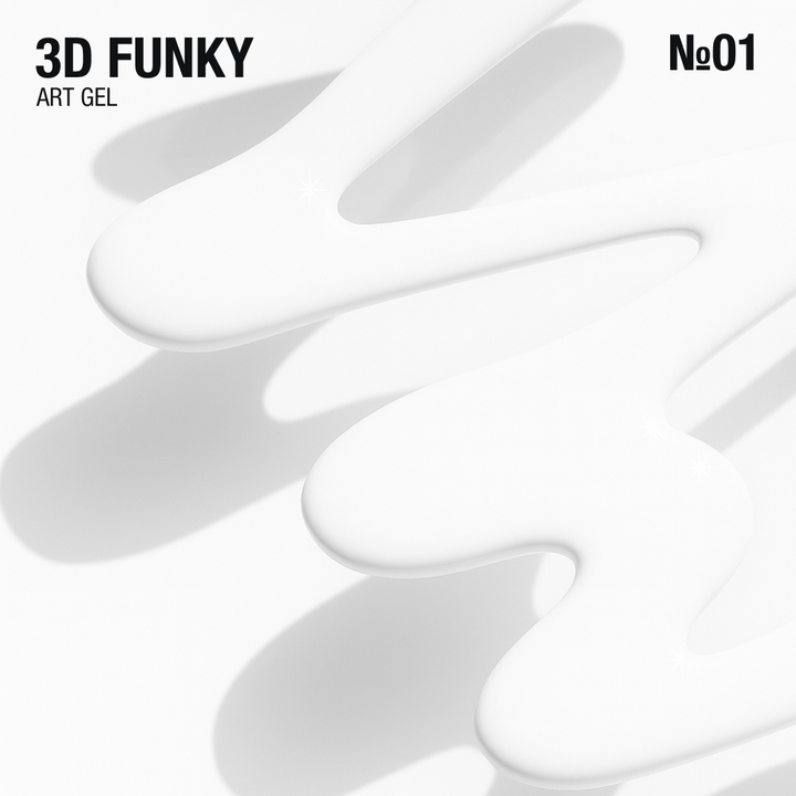 ADORE. 3D Funky Art Gel, №01, White, 15 ml. Гель для об'ємних дизайнів, білий #2