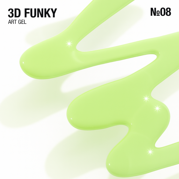 ADORE. 3D Funky Art Gel, №08, Salad, 15 ml. Гель для об'ємних дизайнів, салатовый #2