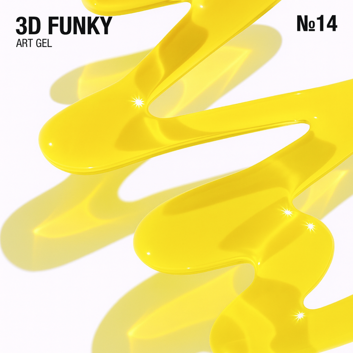 ADORE. 3D Funky Art Gel, №14, Lemon glass, 15 ml. Гель для об'ємних дизайнів, лимонний вітраж #2