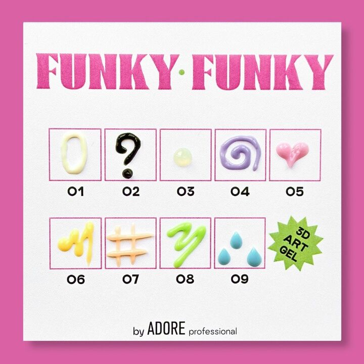 ADORE. 3D Funky Art Gel, №19, Pink vitrage, 15 ml. Гель для об'ємних дизайнів, малиновий вітраж #4