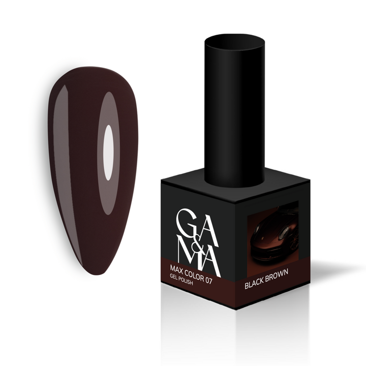 GÉMELY (ex GA&MA). Gel polish, Max Color #007 Black Brown, 10 ml, гель-лак #2