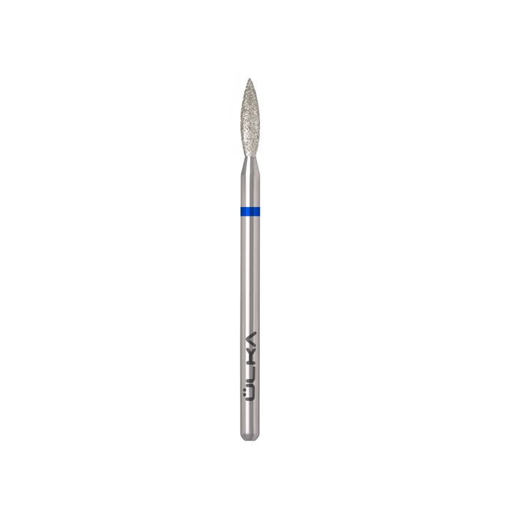 Ülka. Diamond nail bit, flame, blue, Ø 2.3 mm / роб. частина 10 mm, Фреза алмазна "Полум'я" синя, гостра #2