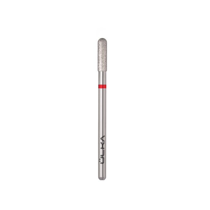 Ülka. Diamond nail bit, cylinder, red, Ø 3 mm / роб. частина 10 mm, Фреза алмазна "Циліндр" червона, заокруглена #2