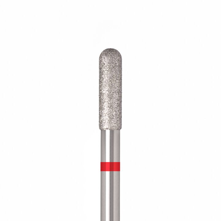 Ülka. Diamond nail bit, cylinder, red, Ø 3 mm / роб. частина 10 mm, Фреза алмазна "Циліндр" червона, заокруглена #1