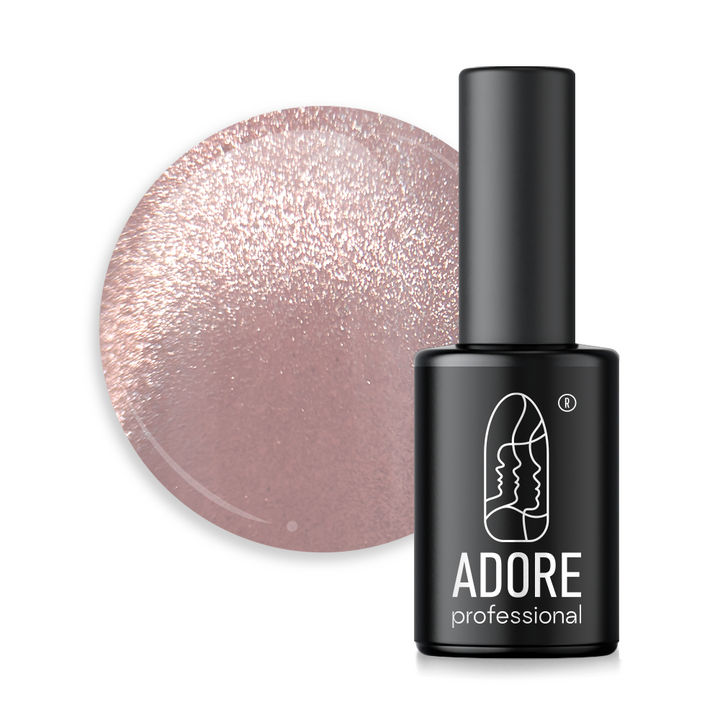 ADORE. Cat's Eye Gel Polish, #E-01, 8 ml. Нюдовий гель-лак "котяче око", лілово-бежевий #1