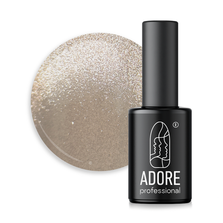 ADORE. Cat's Eye Gel Polish, #E-05, 8 ml. Нюдовий гель-лак "котяче око", коричнево-бежевий #1
