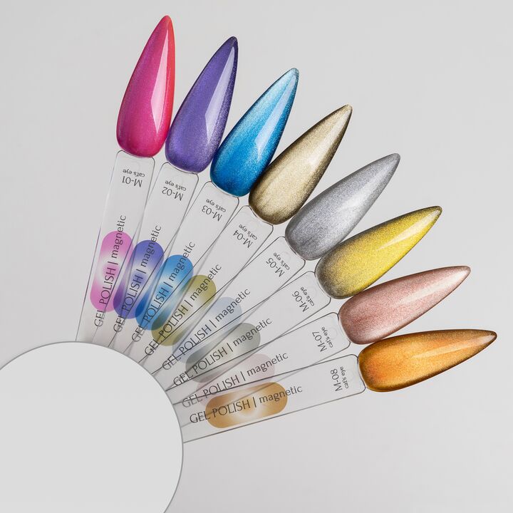 ADORE. Cat's Eye Gel Polish, #M-06, 8 ml. Гель-лак "котяче око" на вітражній основі, зелено-оливковий нефрит #2