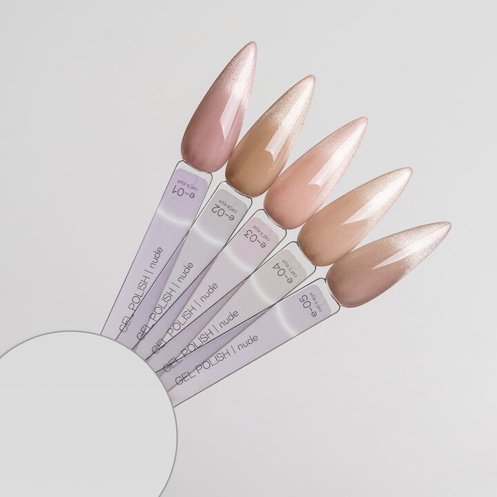 ADORE. Cat's Eye Gel Polish, #E-02, 8 ml. Нюдовий гель-лак "котяче око", пісочно-бежевий #2