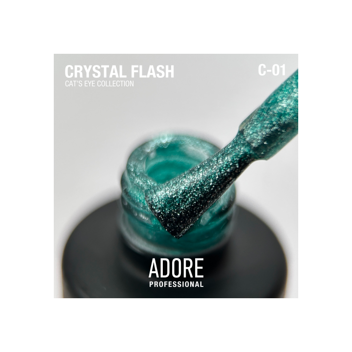 ADORE. Cat's Eye Gel Polish, #C-01, 8 ml. Світловідбиваючий гель-лак "котяче око", м'ятно-зелений #2