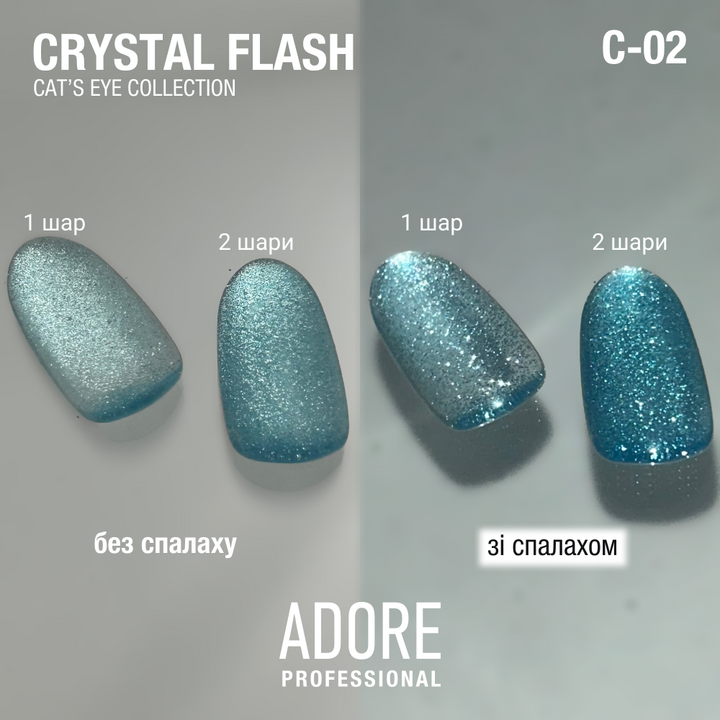 ADORE. Cat's Eye Gel Polish, #C-02, 8 ml. Gel polish réfléchissant "œil de chat", bleu #3