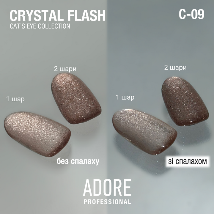 ADORE. Cat's Eye Gel Polish, #C-09, 8 ml. Світловідбиваючий гель-лак "котяче око", каштановий #3