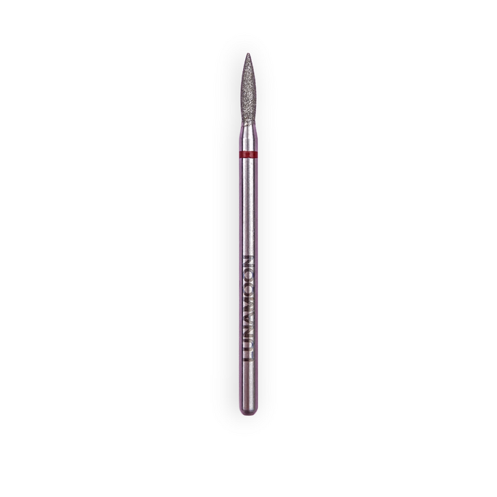 LUNAmoon. Diamond nail bit, flame, red, Фреза алмазна "Полум'я гостре", червона, Ø 1.8 mm #1