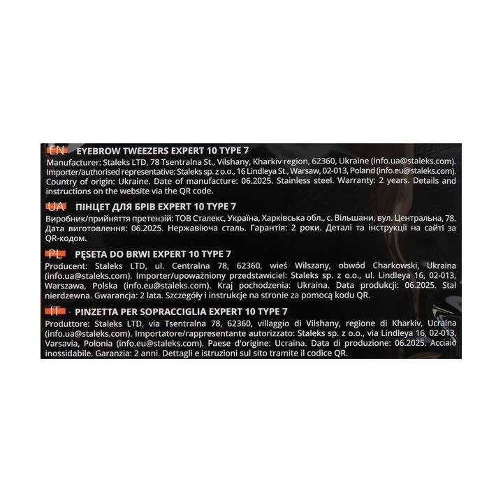 STALEKS Pinzetta per sopracciglia EEXPERT 10 TYPE 7 (punta smussata affilata) #5