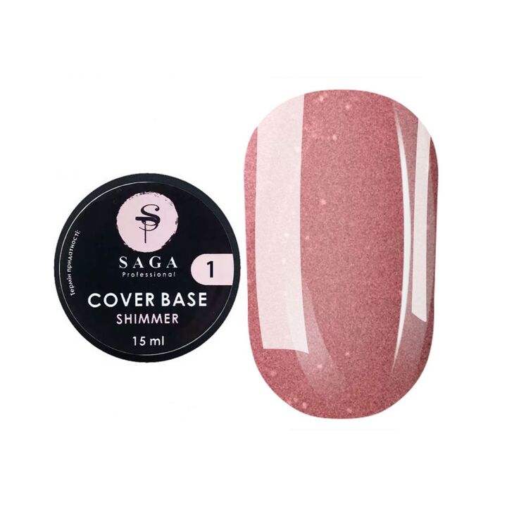 SAGA. Shimmer base, #01, 15 ml. Кольорова база з шимером #1