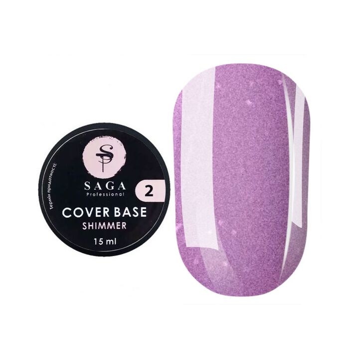 SAGA. Shimmer base, #02, 15 ml. Кольорова база з шимером #1