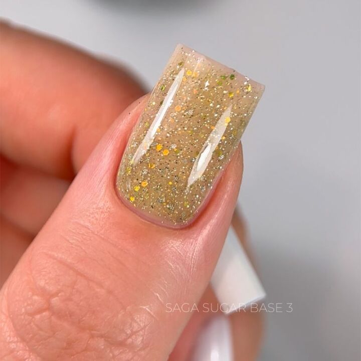 SAGA. Sugar base, #03, 10 ml. Кольорова база з блискітками #3
