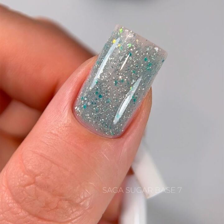 SAGA. Sugar base, #07, 10 ml. Кольорова база з блискітками #3