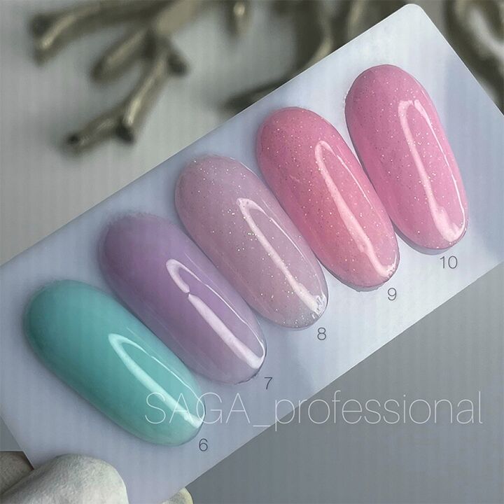 SAGA. Color base, #09, 10 ml. Кольорова база з шимером #2