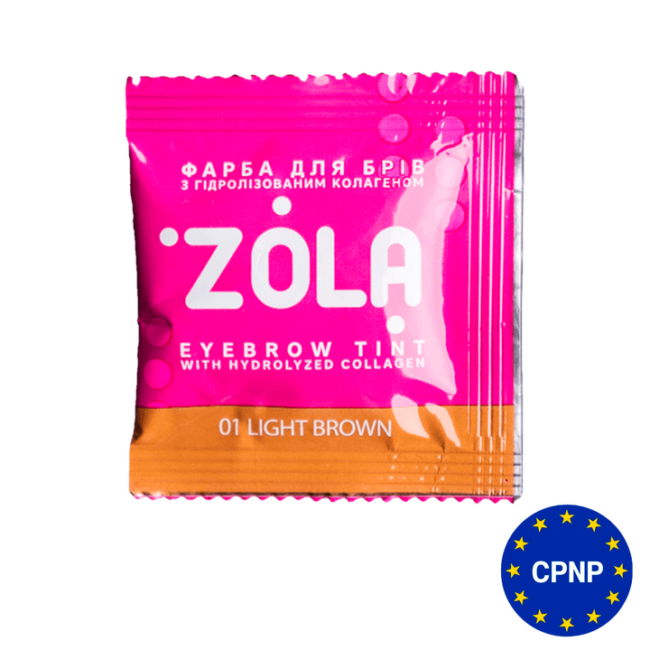 ZOLA. Eyebrow Tint with Collagen #01, Light Brown, 5 ml. Фарба для брів з колагеном, світлий коричневий #1