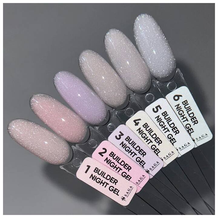 SAGA. Builder Gel "Night", 15 ml, #02. Гель для укріплення та нарощування, світловідбиваючий #5