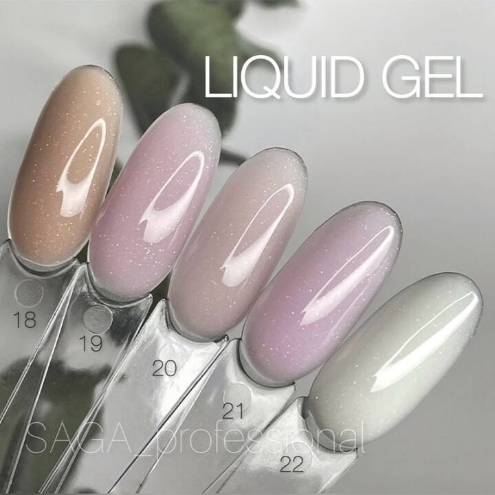 SAGA. Liquid Gel, 15 ml, #20. Рідкий гель для укріплення та нарощування з шимером #4
