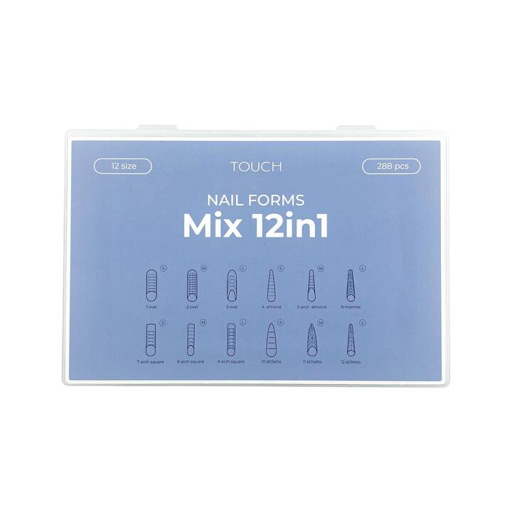 TOUCH. Top Nail Forms, MIX 12-in-1, 288 pcs. Formas superiores #1