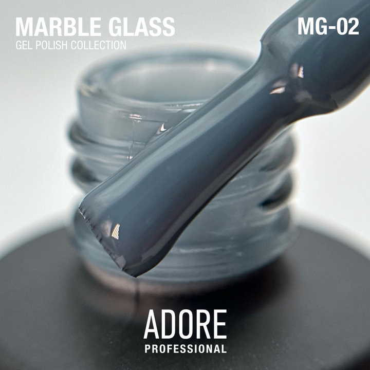 ADORE. Marble Glass Gel Polish, #MG-02, Beryl, 8 ml. Вітражний гель-лак, сіро-блакитна глазур #2
