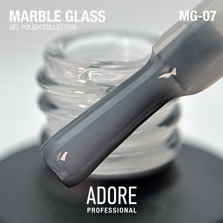 ADORE. Marble Glass Gel Polish, #MG-07, Kaolin, 8 ml. Вітражний гель-лак, біла прозора глазур #2