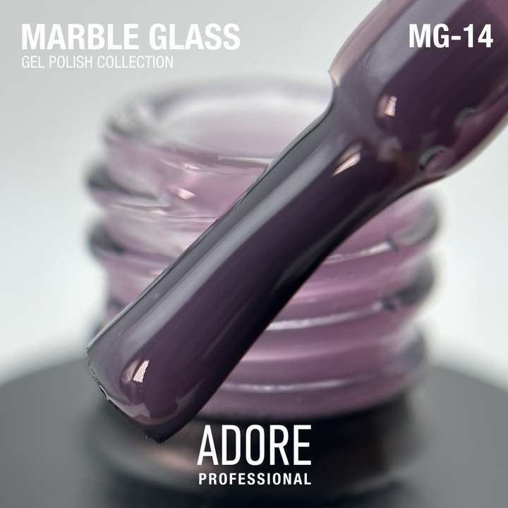 ADORE. Marble Glass Gel Polish, #MG-14, Amethyst, 8 ml. Glasmalerei-Gel-Lack, fliederfarbene Glasur #2
