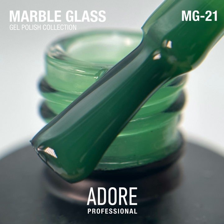 ADORE. Marble Glass Gel Polish, #MG-21, Nephrite, 8 ml. Вітражний гель-лак, трав'яна глазур #2