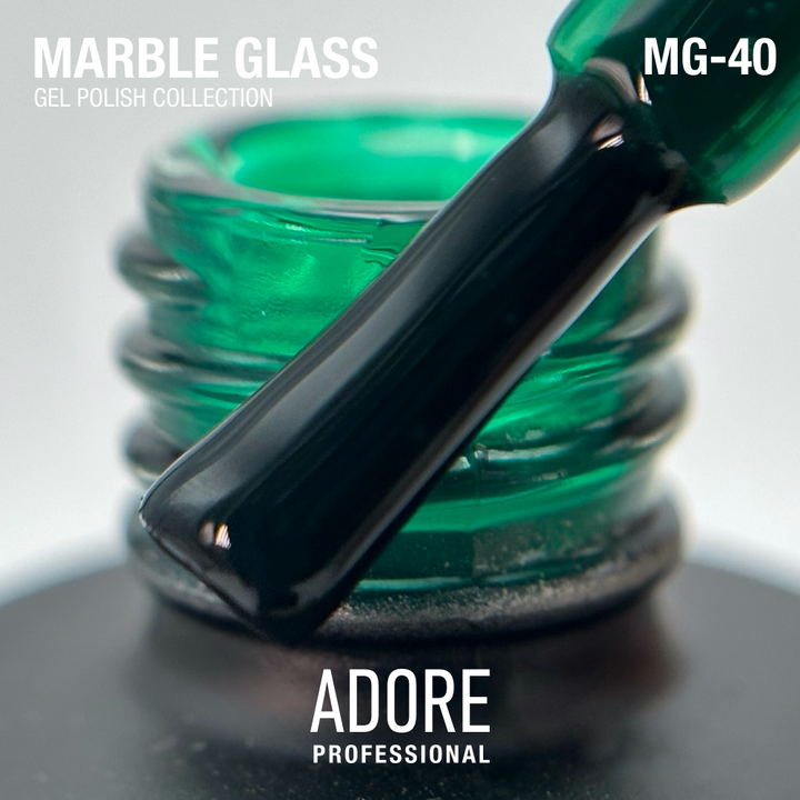 ADORE. Marble Glass Gel Polish, #MG-40, Amazonite, 8 ml. Вітражний гель-лак, зелений #2