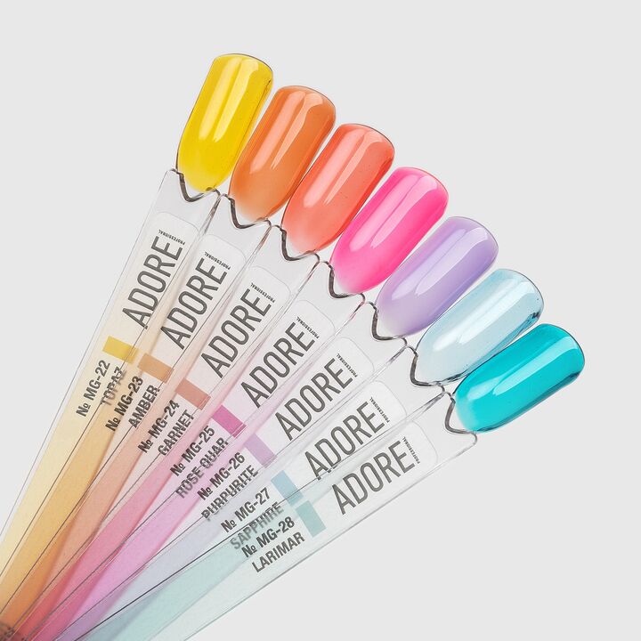 ADORE. Marble Glass Gel Polish, #MG-23, Amber, 8 ml. Вітражний гель-лак, моркв'яна глазур #3