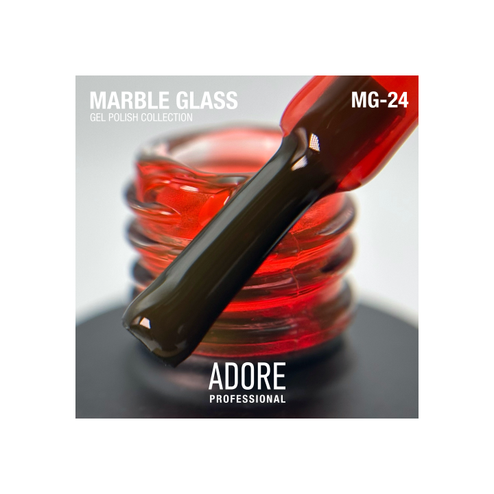 ADORE. Marble Glass Gel Polish, #MG-24, Garnet, 8 ml. Вітражний гель-лак, рум'яний вітраж #2