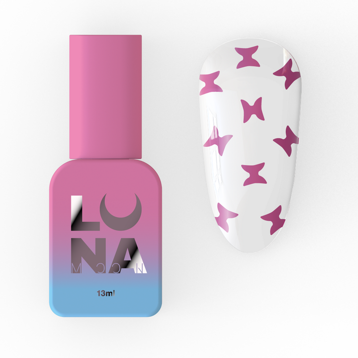 LUNAmoon. Pink Butterfly Top Coat, 13 ml, top z różowymi motylkami #1