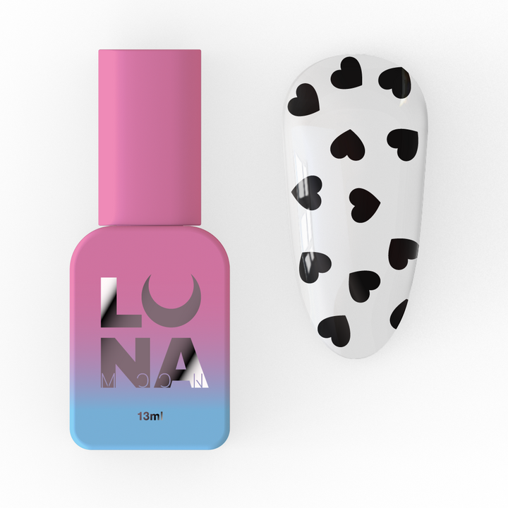 LUNAmoon. Black Romantic Top Coat, 13 ml, top com corações pretos #1