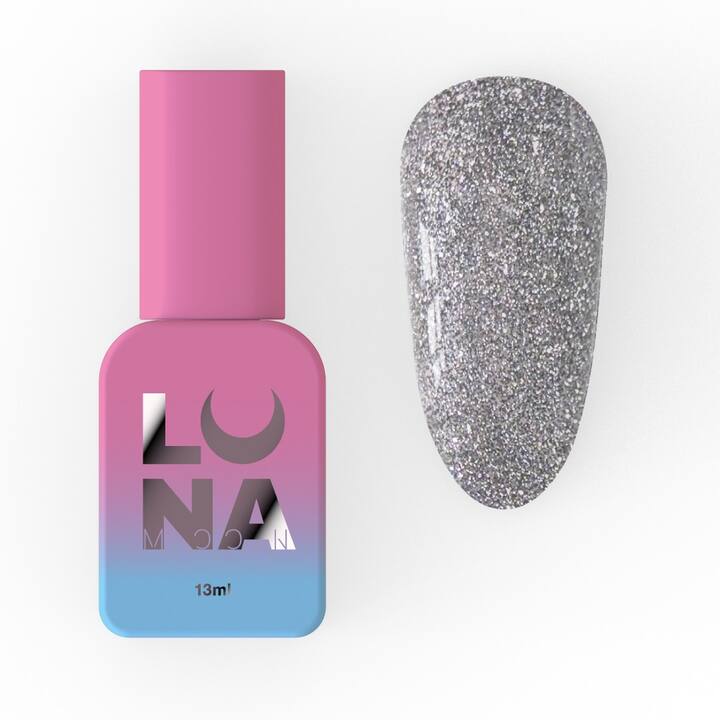 LUNAmoon. Flash Silver Top Coat, Reflective, 13 ml, світловідбиваючий топ #1