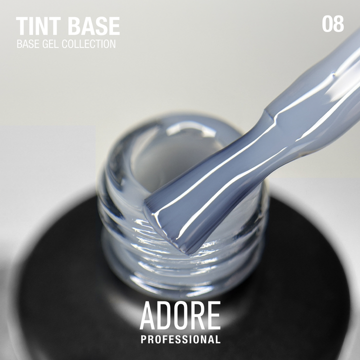 ADORE. Tint Base, №08, Fade, 15 ml. Напівпрозора кольорова база для нігтів #2
