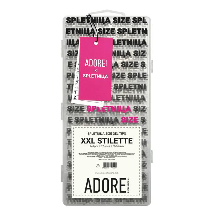 ADORE. SPLETNIца SIZE, Gel Tips, Stilette XXL, 240 pcs. Gel nail tips, extra long stiletto #1