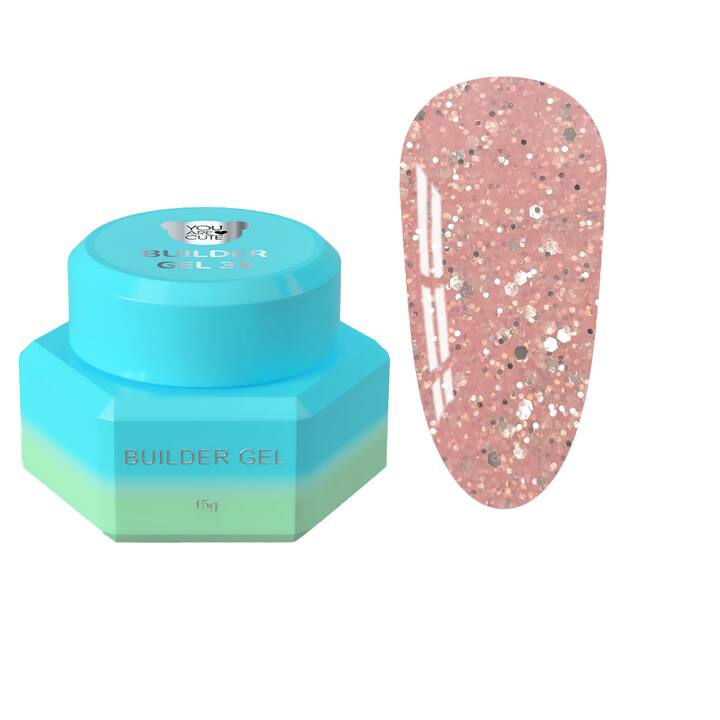 You Are Cute. Builder Gel #35, 15 ml, гель для нарощування з блискучими частинками #1