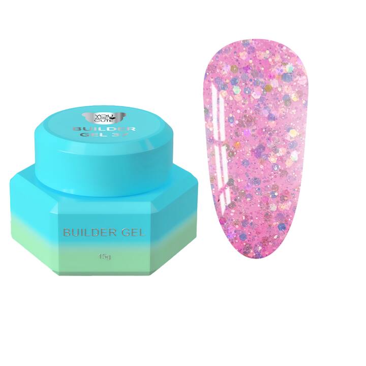 You Are Cute. Builder Gel #37, 15 ml, Builder Gel mit glitzernden Partikeln #1