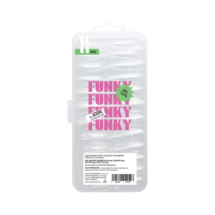 ADORE. Funky Gel Tips, MIX, 240 pcs. Гелеві тіпси, мікс форм #1