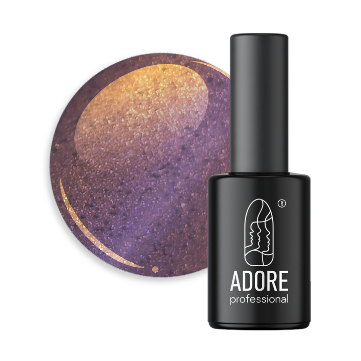 ADORE. Cat's Eye Gel Polish, #U-03, 8 ml. Гель-лак "котяче око"-хамелеон, фіолетовий із бронзовим відблиском #1